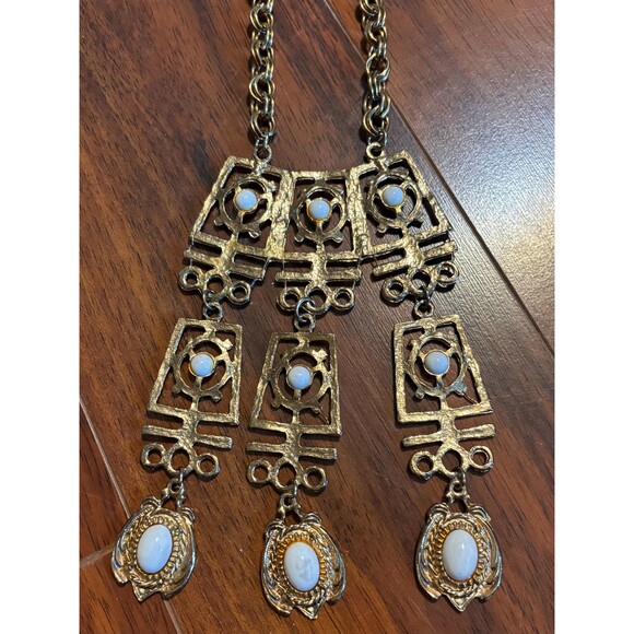 Vintage Cabochon Boho 1970s Necklace - Picture 2 of 5